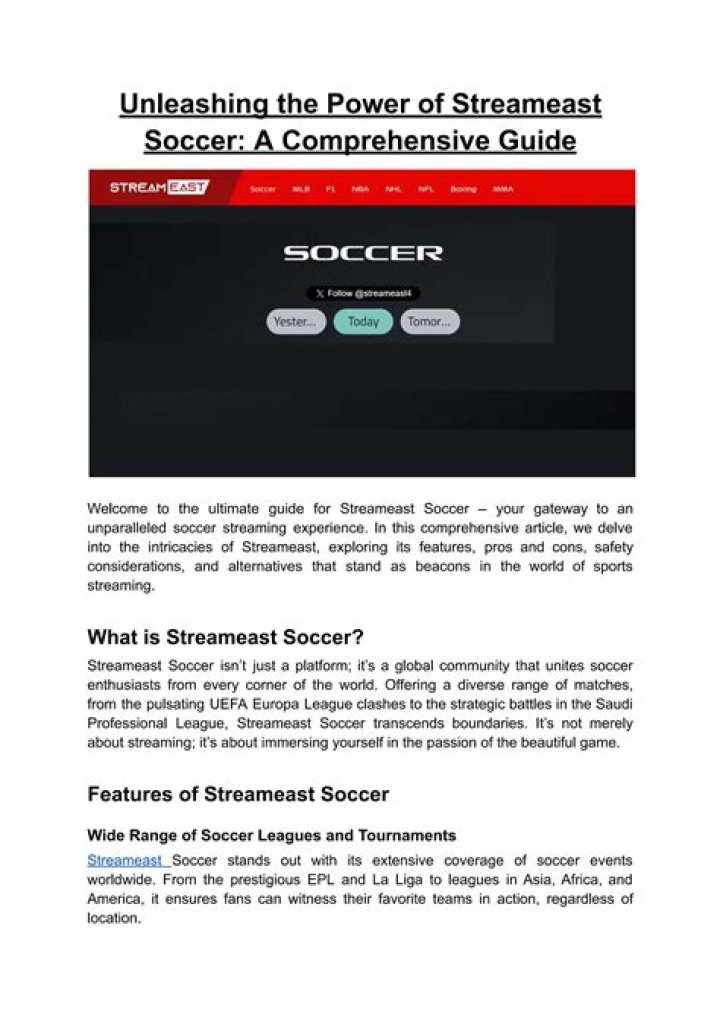 StreamEast.Soccer: The Ultimate Guide to Live Soccer Streaming