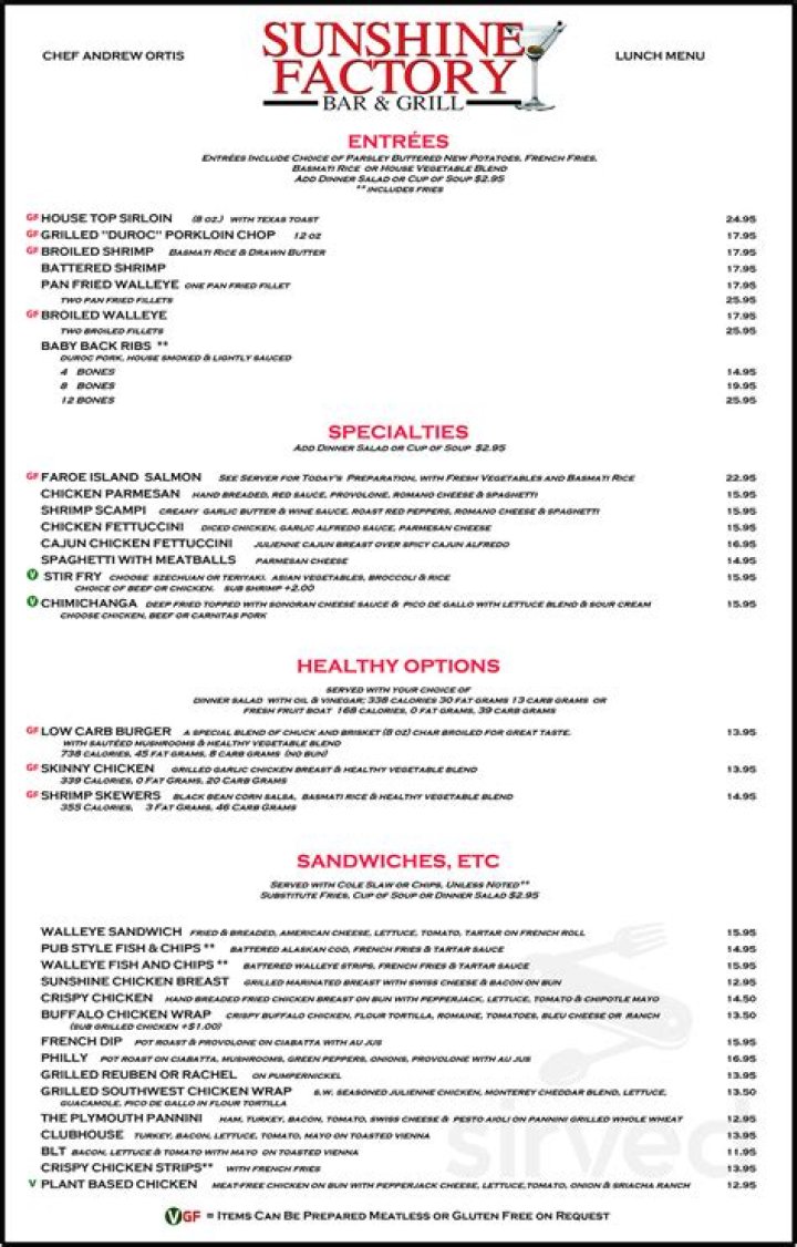 Sunshine Factory Menu Plymouth MN: A Comprehensive Guide to Your Favorite Local Spot
